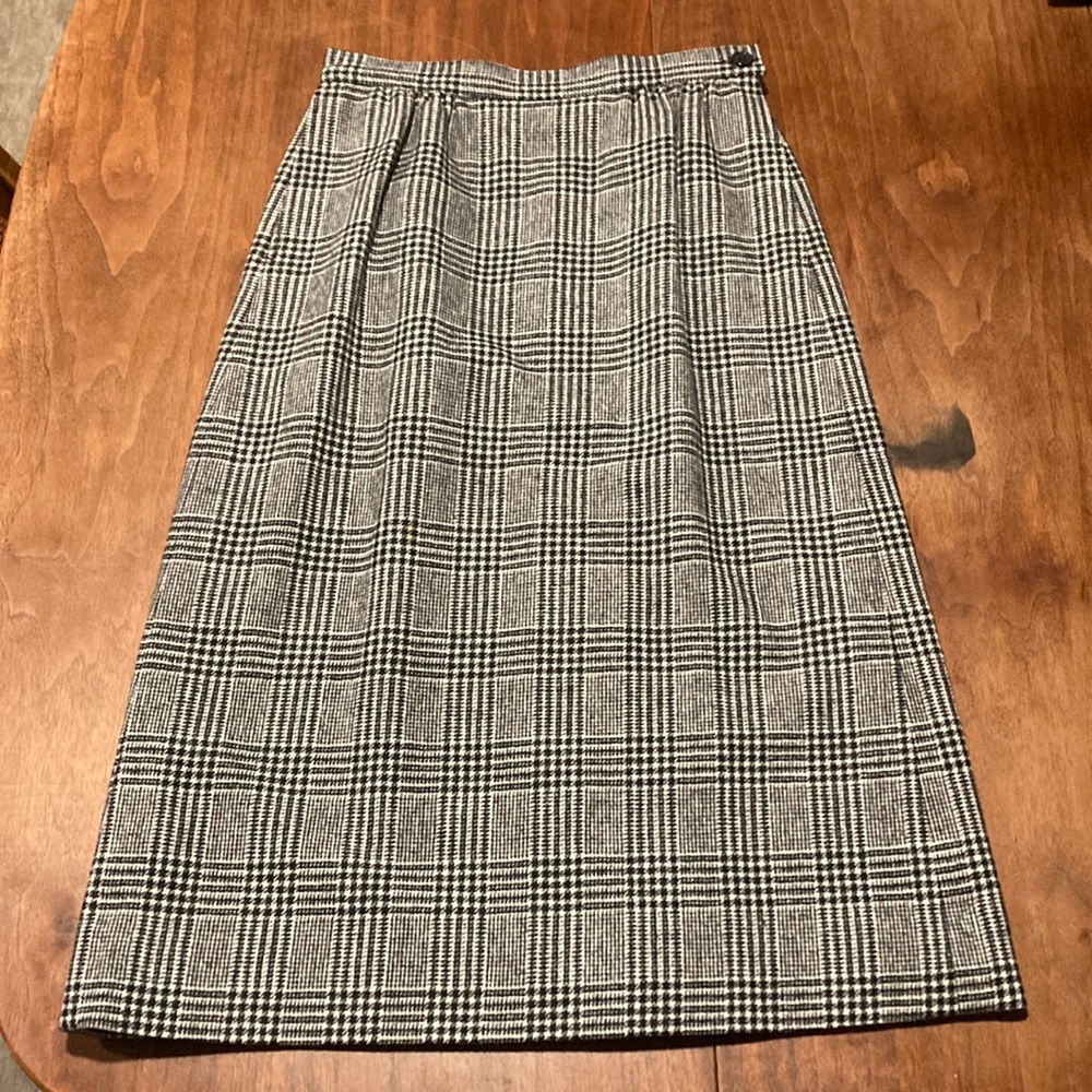 vintage Pendleton black white houndstooth plaid skirt 4P